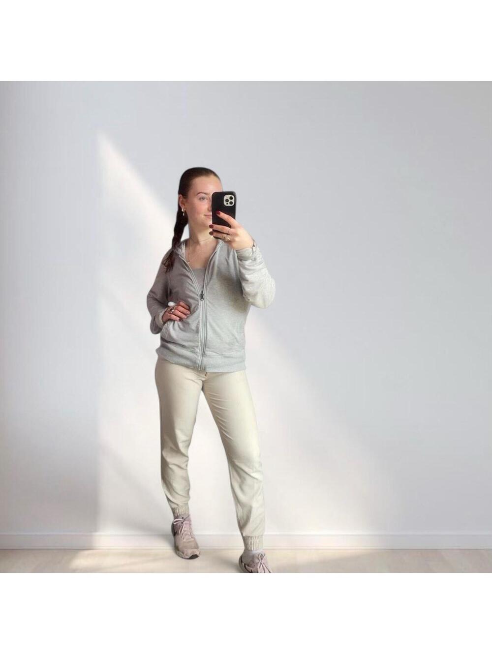 Zara Women's Cream and Grey Joggers-tracksuit